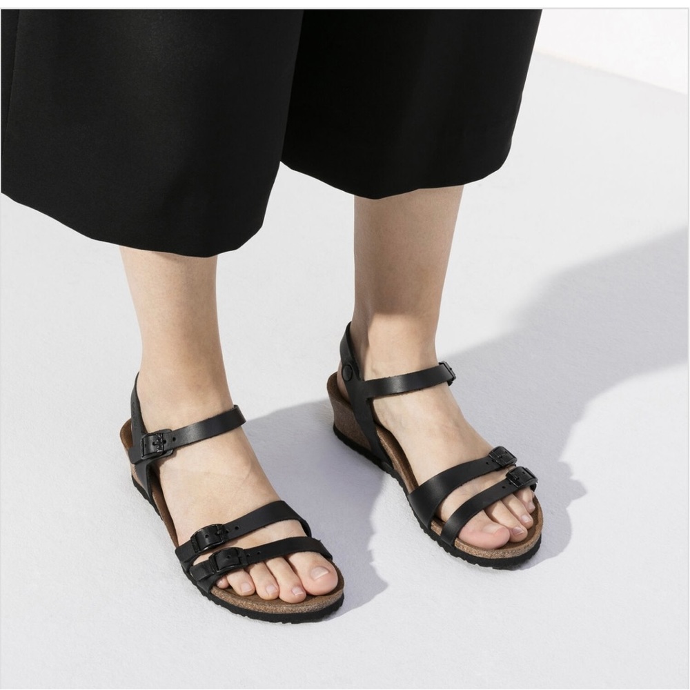 Birkenstock Black Papillio Lana Wedge Sandal Size 7